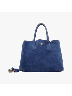 Prada Double Blue Suede 31 Handbag